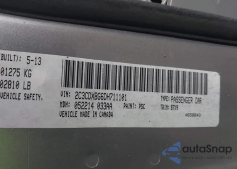 2013 Dodge Charger Se z USA, uszkodzony, nr VIN 2C3CDXBG6DH711101